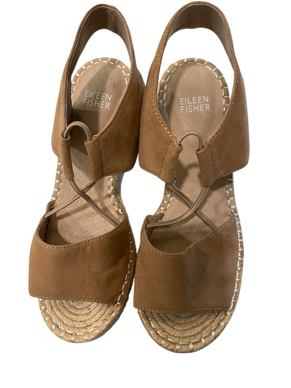 Eileen Fisher Brown Suede Espadrille Slingback Sandals
